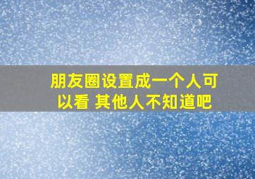 朋友圈设置成一个人可以看 其他人不知道吧